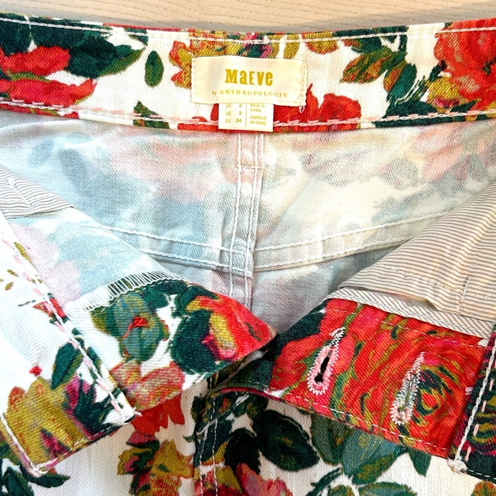 MAEVE Anthropologie Floral Denim Pencil Skirt Boho Preppy Casual Size 2 & 12 - Picture 6 of 12
